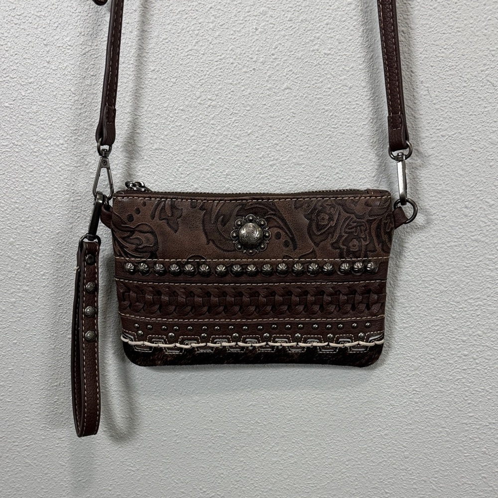 Trinity Ranch western Brown Patterned crossbody Bag‎